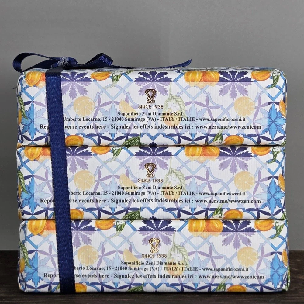 Saponificio Zeni Diamante Soap Bar Kids 3pk 15.8oz Lemon Citron Italian Luxury